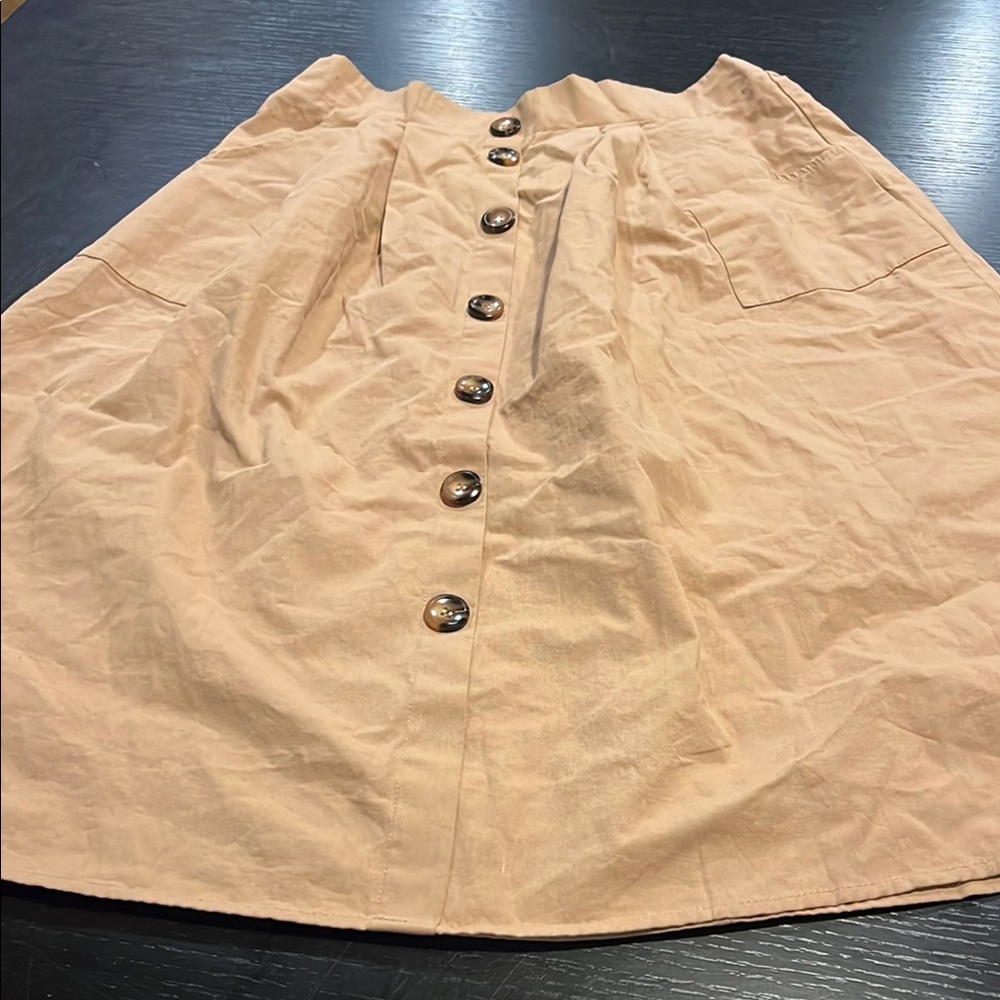 Tan Button-Front Women's Skirt